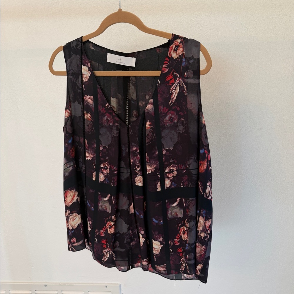 Thakoon Black and Pink Sheer Floral Blouse